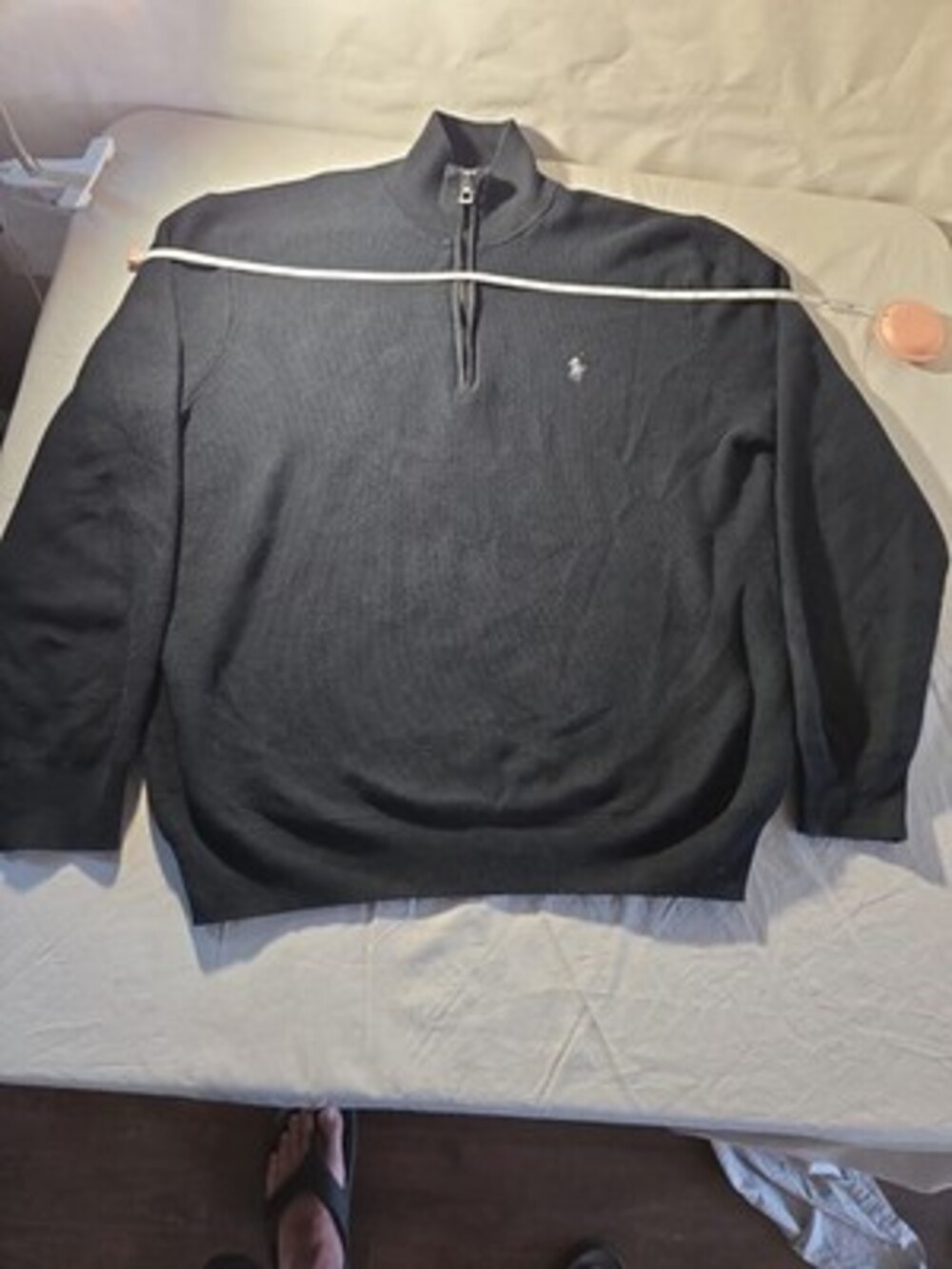 Polo Ralph Lauren Pima Cotton 1/4 Zip Men's L Pullover Sweater Black